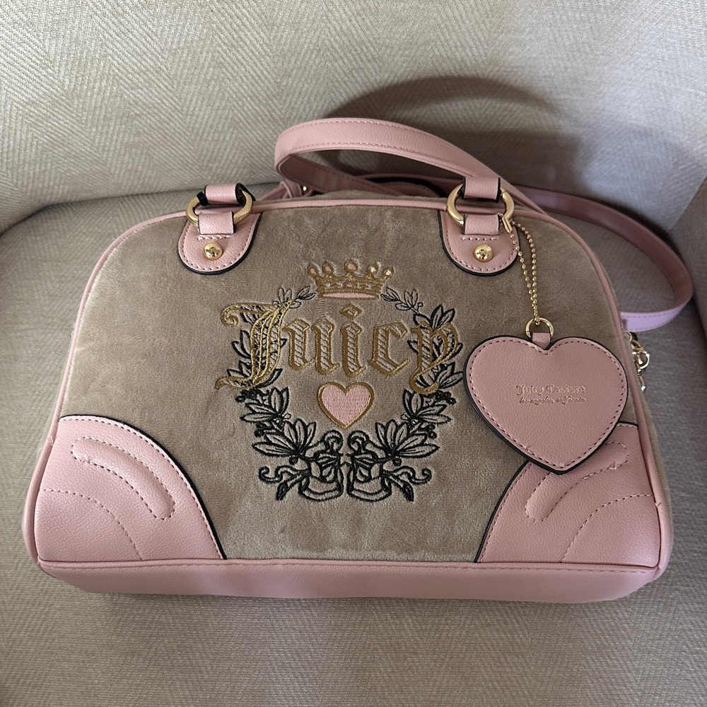 Juicy Couture Pink and Tan Satchel with Embroidery - Picture 10 of 12